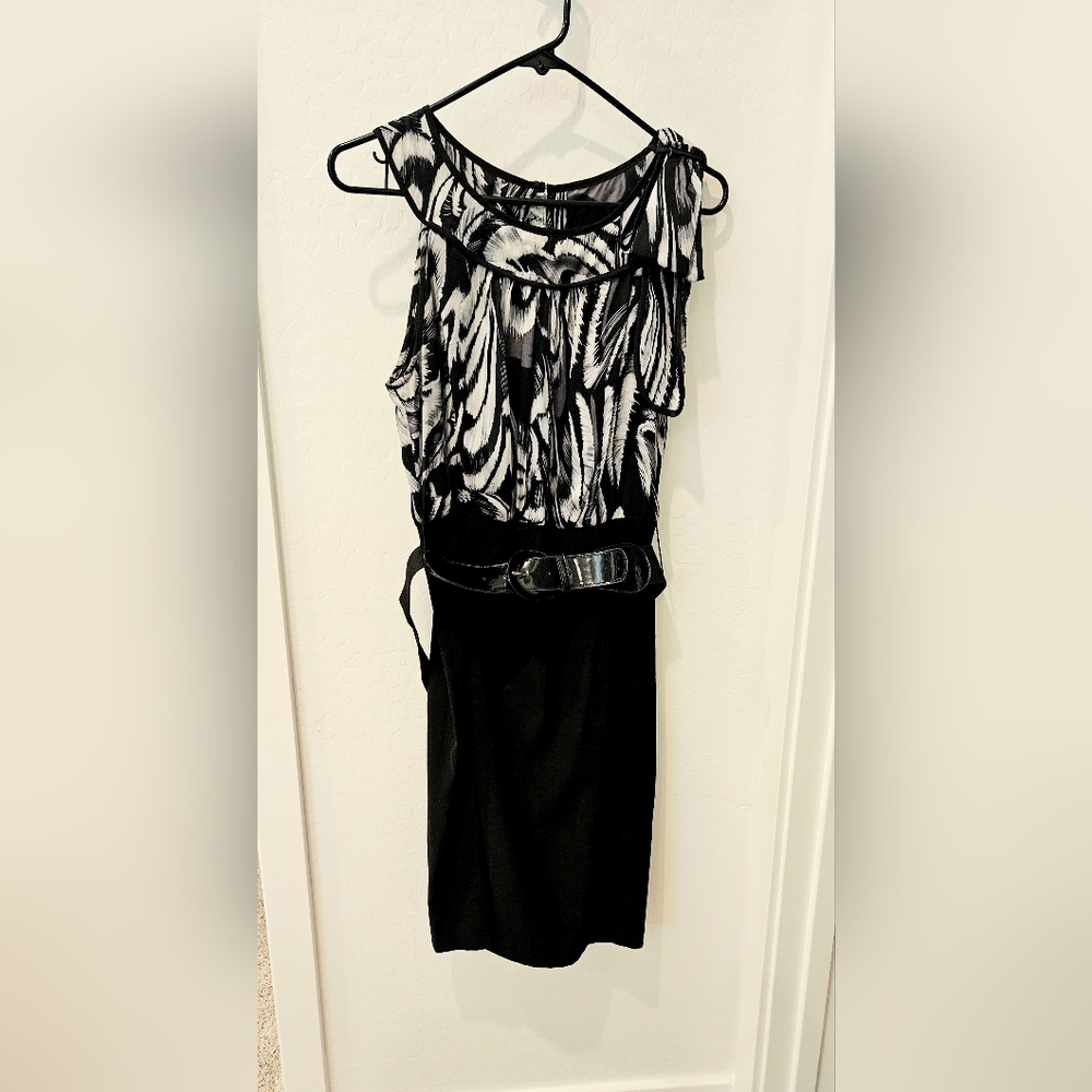 AB Studio sleeveless dress with belt, size 14